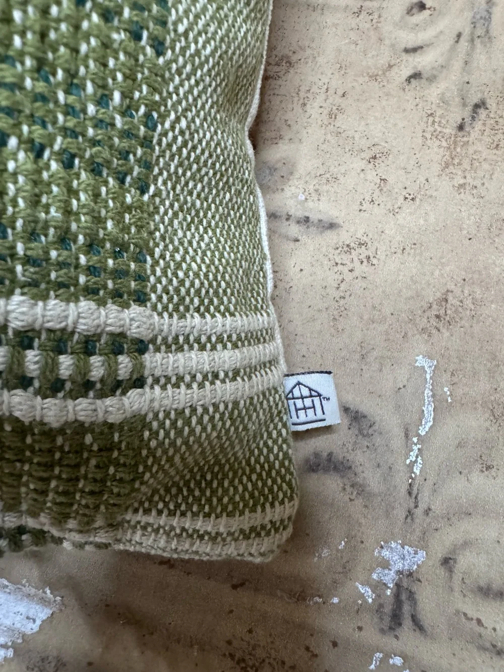 Hearth & Hand Olive and Cream Plaid Throw Pillow